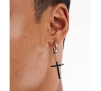 Lost Souls - Orecchini a cerchio in acciaio inossidabile con pendente a forma di croce-Argento No Size