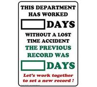 Lost Time Accident Days Retro Metal Tin Sign 8 X 12