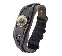 Lost Tribe Designs Bracciale in Pelle con l'icona del Santo Cattolico (San Cristoforo)