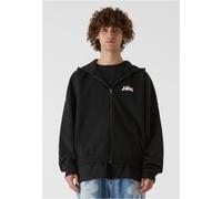 Lost Youth Felpa con cappuccio con zip Flower Waves LY389 S Nero