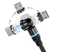 Losuesme Cavo di ricarica magnetico 3A Ricarica rapida e sincronizzazione dati 1M/2M Cavo USB magnetico 360° + 180° Rotazione Cavo 3 in 1 per tutti gli Android Phone/Micro USB/Type C/USB C smartphone