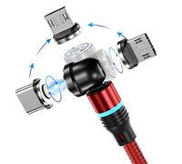 Losuesme Cavo di ricarica magnetico 3A Ricarica rapida e sincronizzazione dati 1M/2M Cavo USB magnetico 360° + 180° Rotazione Cavo 3 in 1 per tutti gli Android Phone/Micro USB/Type C/USB C smartphone