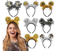 Losuya 4 cerchietti per capelli con scritta "Happy New Year", color oro e argento 2026, per feste di Capodanno, colore casuale