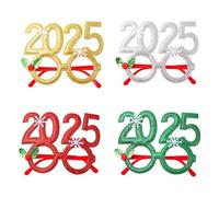 Losuya 4 pezzi occhiali di Natale cornice 2025 occhiali di Capodanno glitter foto accessori di scena per feste di Capodanno 2025 decorazione