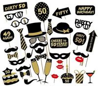 Losuya 50th Birthday Party Photo Booth Puntelli Unisex Divertente 36pcs Kit fai da te per lui o lei Decorazioni per feste di 50esimo compleanno