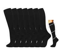 Losvcbcx 7 Paia di Calzini a Compressione per Donna e Uomo 15-20 mmHg sono i Migliori Calzini Atletici e Medici per gli Inermieri che Viaggiano in volo (L/XL, Black)