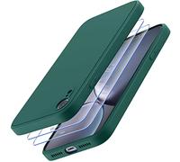 Losvick Custodia per iPhone XR in silicone liquido con 2 pellicole proteggi schermo in vetro temperato, custodia per iPhone XR in TPU morbida e sottile antiurto per iPhone XR 6,1 pollici Verde
