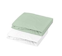 Lot 2 drap housse - P'TIT DODO - Jersey - 70 x 140 cm - Blanc / Vert gris