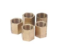 LOT 5 3/8" BSP Female Thread Brass Pipe Fittings Hex Nut Rod Connector Coupling Full port