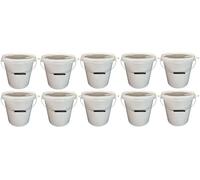 Lot de 10 secchi in plastica da 15 litri con coperchio bianco - Impilabili per latte, miele e stoccaggio - Qualità alimentare