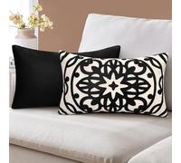 Lot de 2 Housse de Coussin 30x50cm Housses de Coussin en Super Doux Taie d'oreiller Mandala Modèle Noir Housse de Coussin Moderne Housses de Coussins pour Salon Chambre Canapé Jardin Chaise