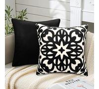 Lot de 2 Housse de Coussin 40x40cm Housses de Coussin en Super Doux Taie d'oreiller Mandala Modèle Noir Housse de Coussin Moderne Housses de Coussins pour Salon Chambre Canapé Jardin Chaise