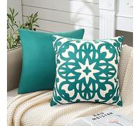 Lot de 2 Housse de Coussin en Super Doux Housses de Coussins Confortable Housse de Coussin Moderne Taie d'oreiller Bleu d'eau Mandala Décor Protecteurs Housses Coussins pour Salon Chambre 40x40cm