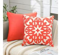Lot de 2 Housses de Coussin Pêche Corail Housse de Coussin en Super Doux Taie d'oreiller Mandala Modèle Housse Coussin Décoratif Housses de Coussins pour Salon Chambre Lit Chaises Jardin 50x50cm
