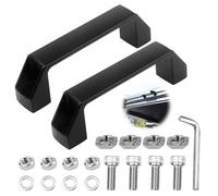 Lot de 2 poignées en alliage d'aluminium pour profilé en aluminium série 30,Poignee de Porte Interieur,Poignee de Porte Interieur Noir,distance entre les trous 120 mm,avec écrou en T,vis et clé (noir)