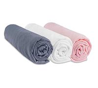 Lot de 3 draps Housse Coton - 40 x 80/40 x 90 cm - Grigio bianco rosa