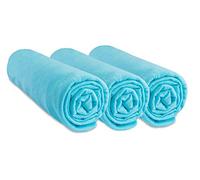 Lot de 3 Draps housse Coton pour lit Bébé 50x100 - 6 coloris disponibles (Turquoise)