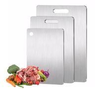 Lot de 3 planches à découper en titane - tagliere in titanio per cucina,tagliere acciaio inox,titanium cutting board - Pour viande, pain, légumes et fruits - 29 x 20 cm, 34 x 23 cm et 39 x 28 cm