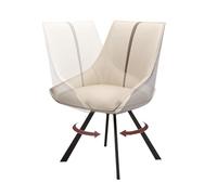 Lot de 4 chaises de Salle à Manger pivotantes à 360° modernes - Revêtement en Similicuir Beige avec dossier festonné, dossier Haut Anti-griffes de Chat, Base en Métal élégante pour