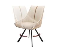 Lot de 4 chaises de Salle à Manger pivotantes à 360° - Revêtement en Similicuir Moderne avec dossier festonné, dossier Haut, Anti-griffes de Chat, Base élégante en Métal Beige pour