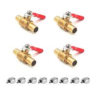 Lot de 4 Vannes à Boisseau Sphérique en Laiton de 10mm Avec 8 Pinces, Interrupteurs de Valve d'arrêt en Laiton, Ligne de Carburant à Gaz d'air Coupée à 180 Degrés (10mm)