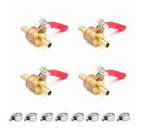 Lot de 4 Vannes à Boisseau Sphérique en Laiton de 6mm Avec 8 Pinces, Interrupteurs de Valve d'arrêt en Laiton, Ligne de Carburant à Gaz d'air Coupée à 180 Degrés (6mm)