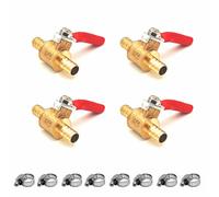 Lot de 4 Vannes à Boisseau Sphérique en Laiton de 8mm Avec 8 Pinces, Interrupteurs de Valve d'arrêt en Laiton, Ligne de Carburant à Gaz d'air Coupée à 180 Degrés (8mm)