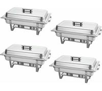 Lot of 4 Dishes with Rectangular Stainless Steel Stove, 8 Pints, Platforms And Buffet, Tray with Foldable Frame, Water Tray, Food Tray ~/