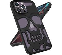 Lotadilo for iPhone 14 pro Case for Men, Women Cool Skull Skeleton Funny Gothic Hollow Cases for Boy Girls, Fashion Hollowed Designer Matte Shockproof Goth Cover for iPhone 14Pro Black