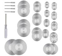 Lotatheta 11 misure e 2 tipi di dischi diamantati rotanti per taglio rotante, kit di 2 pezzi per ogni dimensione da 16 mm a 60 mm + 4 mandrini + 1 cacciavite 30 pezzi