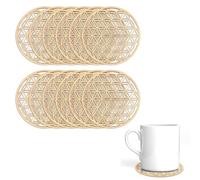Lotbun Set di 12 sottobicchieri con fiori della vita, per meditazione, 10 x 10 cm, sottobicchieri, in legno