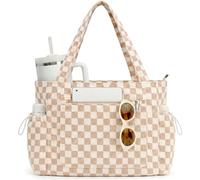 LOTEZAVA Borsa tote in velluto a coste da donna, borsa da lavoro con | Portabicchieri da 1.134 g, grande capacità 22 l, tasche multiple, tasca con cerniera, cinghie larghe