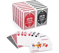 LotFancy Carte da Gioco Carte da Poker 12 mazzi con Numeri e Lettere Extra Grandi, Carte da Gioco Professionali Poker per Anziani, Texas Hold'em Poker (6 Nero e 6 Rosso)