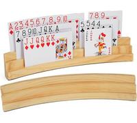 LotFancy Porta Carte in Legno, Set di 2 Supporti per Carte da Gioco, 3 Livelli, Supporto per Carte da Gioco per Anziani per Bambini
