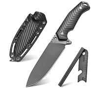LOTHAR BAT Coltelli a Lama Fissa, Coltello da Esterno a Codolo Pieno in Acciaio D2, Manico in G10, Fodero in Kydex