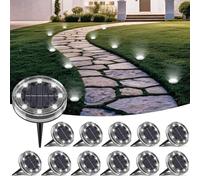 LOTMOS 12 Pezzi Luci Solari da Giardino, 8 LED Faretti Sepolta Solari a Led da Esterno Impermeabile IP68, Lampade Luce Solare da Terra Decor per Cortile Vialetto Paesaggio Prato, Bianco Freddo
