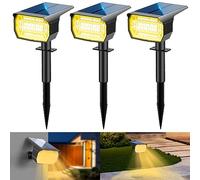 LOTMOS 3Pcs Faretti Solari 72 LED da Esterno, Luce da Giardino, 3 Modalità, IP67 Impermeabile, per Cortile, Patio, Vialetto, Alberi