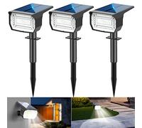 LOTMOS 3Pcs Faretti Solari da Esterno, 72 LED Lampade da Giardino 3 Modalità IP67 Impermeabile Luce per Cortile, Patio, Vialetto, Alberi