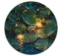 Loto Pond Frog Jigsaw Animali Carini Puzzle Rotondo 1000Pcs Collection Adulti E Bambini Mani Sul Gioco Idea Regalo Uomo Donna 1000pcs (67.5x67.5cm)