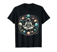 Loto Vintage meditante dell'astronauta Zen Yoga Universe Maglietta