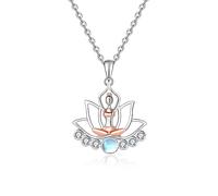 Lotos Yoga Collana con ciondolo a forma di pietra di luna S925, in argento Sterling 925, ideale come regalo per sorella, figlia