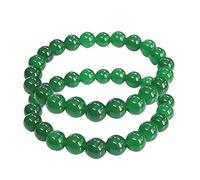 Lotpken 2 braccialetti portafortuna verdi da 8 mm, Feng Shui, braccialetti portafortuna per affari, perline di pietra verde, tripla protezione (perline da 10 mm)