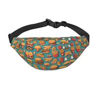lots of cartoon hamburger patatine fritte grande borsa a tracolla alla moda borsa da viaggio casual per ragazzi, adatto per sport, corsa, ciclismo, viaggi, pesca