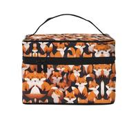 lots of cartoon little foxes, borsa per il trucco da donna, grande capacità, borsa da viaggio portatile (22,9 x 16,5 x 15,7 cm) borsa per trucco per ragazze grande borsa per il trucco
