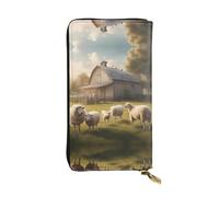 Lots of cute sheep Print Leather Long Clutch Wallet - Portafoglio personalizzato alla moda, scomparti multipli per carte e portamonete, nero, taglia unica, Nero, One Size