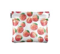Lots Of Peaches on A White BackgroundWomen's Leather Coin Purse Wallet Fancy Organizing Pouch for Men Women Travel, Un sacco di pesche su uno sfondo bianco, 1 size