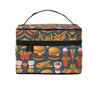 Lots of tasty food - Borsa per trucco da donna, grande capacità, portatile, da viaggio, (22,9 x 16,5 x 15,7 cm), grande borsa per il trucco per ragazze
