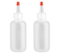 Lotsdonxia 2 bottiglie riutilizzabili da 120 ml con ugelli, applicatore portatile a prova di perdite, per shampoo, artigianato, viaggi, graduate, in plastica PE ecologica (tappi rossi)