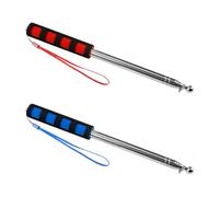 Lotsdonxia Asta telescopica per bandiera, 2 pezzi, 2 m, retrattile, in acciaio inox, per insegnamenti ed eventi all'aperto (rosso e blu)
