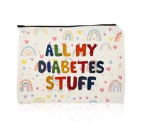 Lotsdonxia Borsa da viaggio per diabetici, borsa organizer per tutti i miei diabetici, borsa organizer per articoli da toeletta compatta, tela arcobaleno, porta forniture unisex